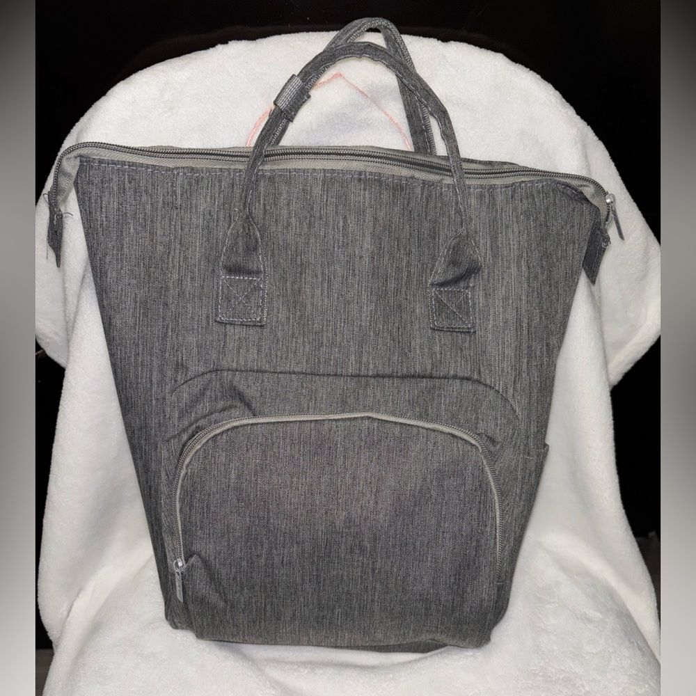 Gray Insulated Baby Diaper Backpack Tote